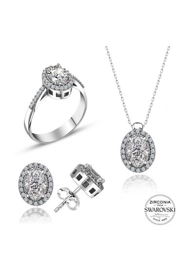 Certified Swarovski Stone Oval Cut 925 Silver Set Set - photo 2