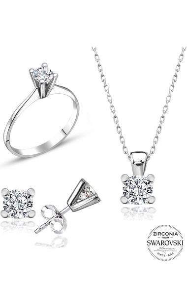 Certified Swarovski Stone Elegant Solitaire 925 Silver Set Set - photo 2