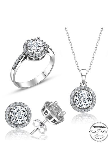 Certified Swarovski Special Model Solitaire 925 Silver Set Set - photo 3