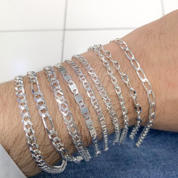 Classic Simple Elegant Braided Sterling Silver Men's Bracelet