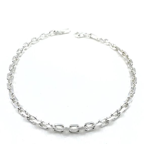 Мужской браслет из серебра с уникальным дизайном, закругленные углы, 22 см, 4 мм, 7,60 г, высококачественная обработка, гарантия годового обслуживания