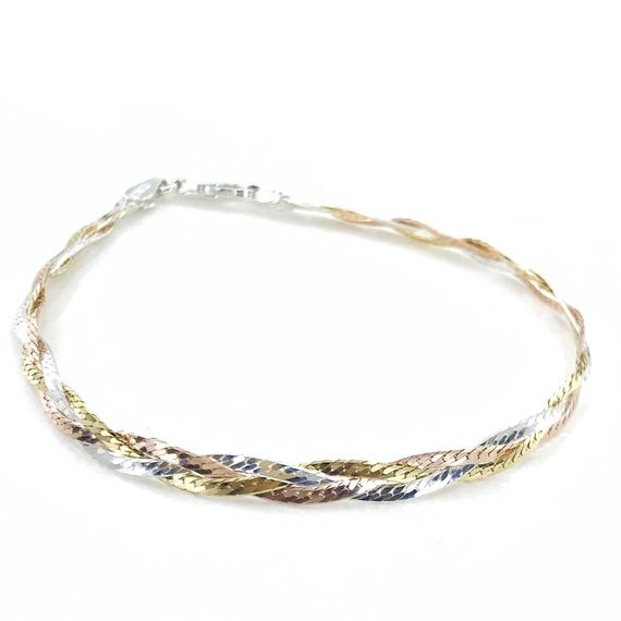 شقة كليوباترا محبوكة فضة حنين سوار ثلاثة ألوان - صورة 1