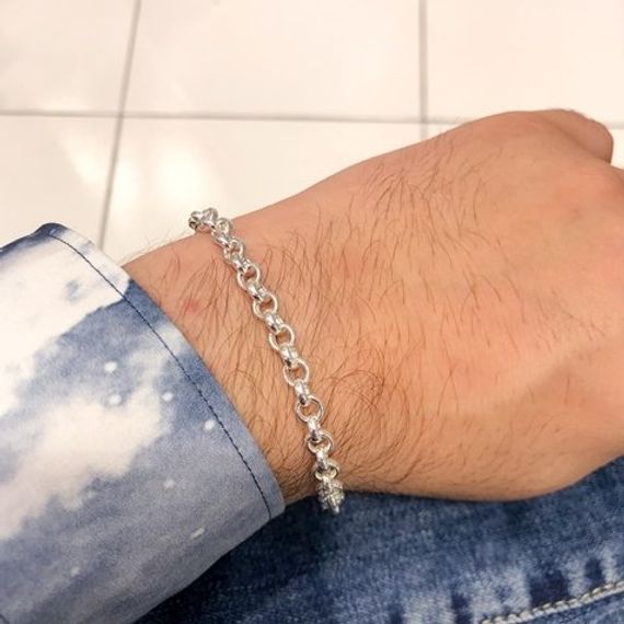 سوار رياضي دائري متشابك 5 مم فضي عادي للرجال - للجنسين - صورة 3