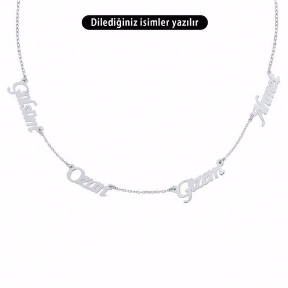 Серебряное семейное ожерелье с четырьмя именами, 50 см, 925 проба, рставленное в подарочной упаковке - фото 3