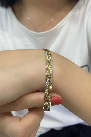 كليوباترا ايطالية مسطحة محبوكة 3 لون سوار فضي - صورة 1