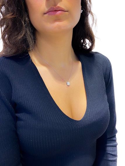 Swarovski Taşlı Sertifikalı Dört Yaprak Yonca 925 Gümüş Kolye - fotoğraf 2