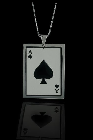 إنتاج تصميم خاص من أوراق لعب البستوني 60 سم قلادة فضية عيار 925 - صورة 3