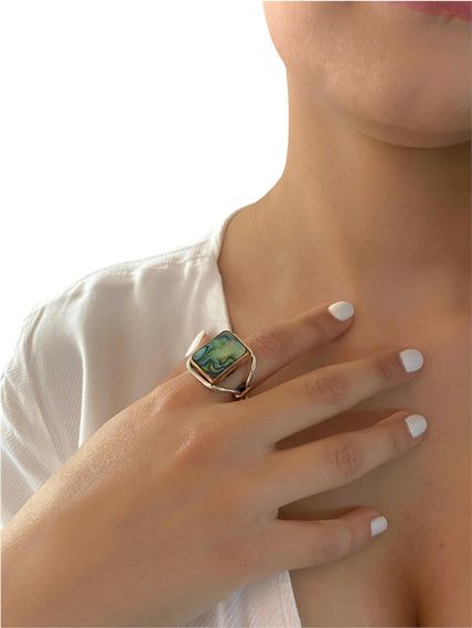 Natural Ocean Pearl Special Hand Made 925 Sterling Silver Ring - photo 2