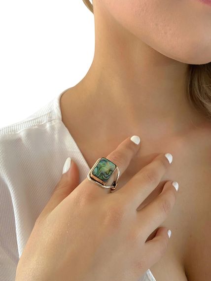 Natural Ocean Pearl Special Hand Made 925 Sterling Silver Ring - photo 3