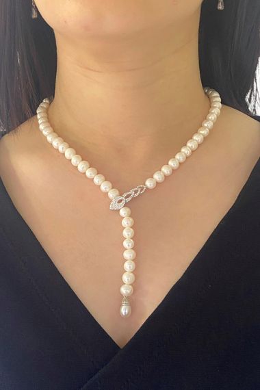 Gold Model New Special Design Pearl Choker 925 Sterling Silver Necklace - photo 3