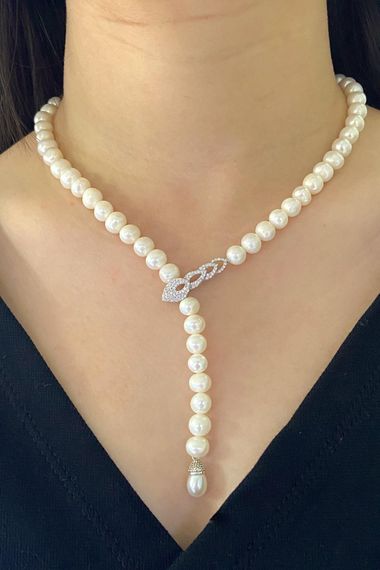 Gold Model New Special Design Pearl Choker 925 Sterling Silver Necklace - photo 1