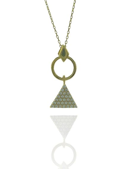 14 Ayar Altın Sallantılı Üçgen Kolye - fotoğraf 2