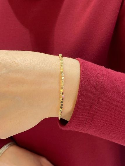 Italian Chain Cube Dorica Daily Very Stylish 14k Gold Bracelet