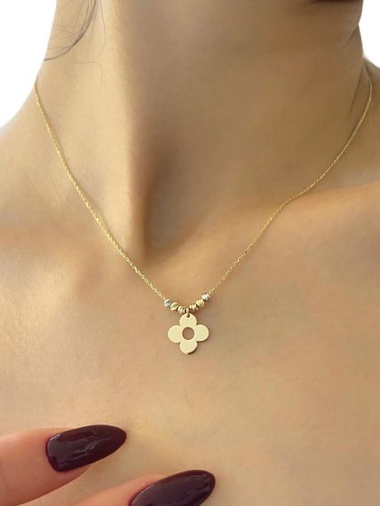 No Stone Clover Dorica Collected Daily Very Stylish Gold Necklace 14K - photo 1