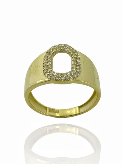 14K Gold O Letter Top Quality Trend Letter Ring - photo 1