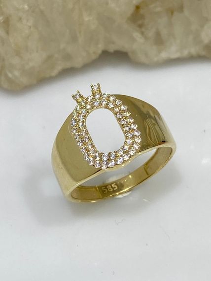 14K Gold O Letter Top Quality Trend Letter Ring - photo 3