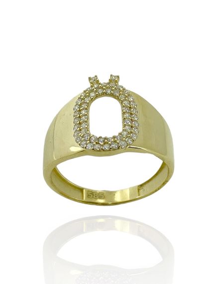 14K Gold O Letter Top Quality Trend Letter Ring - photo 1