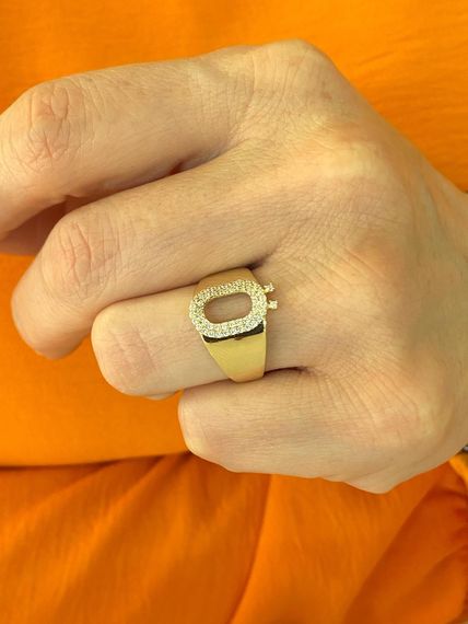 14K Gold O Letter Top Quality Trend Letter Ring - photo 2