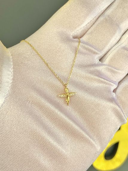 Minik Dua Meleği Altın Kolye  - fotoğraf 2