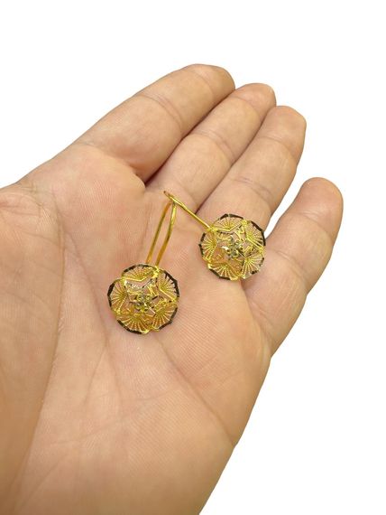 Ностальгічні золоті серйозні сережки з червоного золота 14k, патентована якість, 2.15 г, сертифікат QR, доставка за 3 дні - фото 2