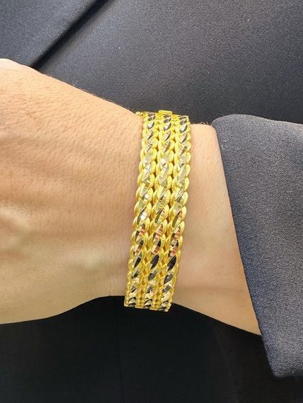 Трикратний золотий браслет з червоного золота 8 каратів, сертифікований, міжнародна якість, для всіх зап'ясть - фото 4