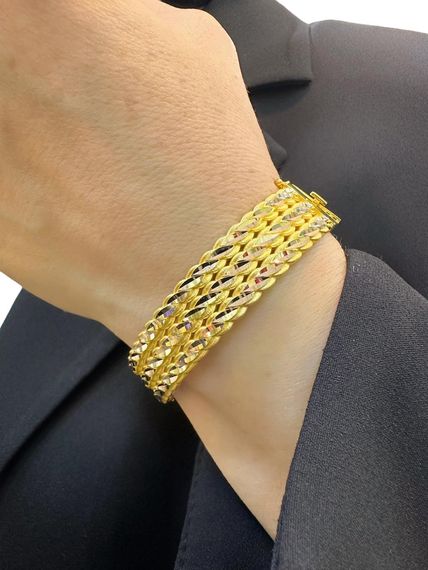 Трикратний золотий браслет з червоного золота 8 каратів, сертифікований, міжнародна якість, для всіх зап'ясть - фото 2