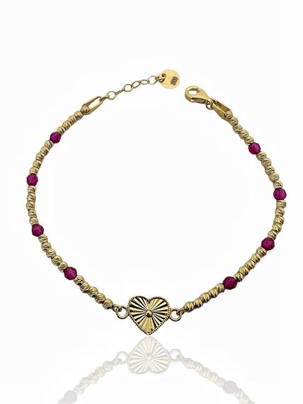 سوار دوريكا اليومي من الذهب مع حجر الياقوت على شكل قلب - صورة 1