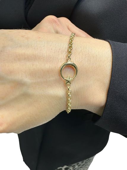 Ayyıldız Taşsız Günlük Doch Zincir Altın Bileklik - صورة 2