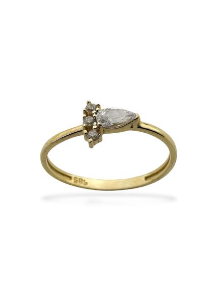 Pırlanta Montür Minik Markiz Taşlı Çok Şık 14 Ayar Altın Yüzük - صورة 1