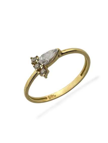 Pırlanta Montür Minik Markiz Taşlı Çok Şık 14 Ayar Altın Yüzük - صورة 2