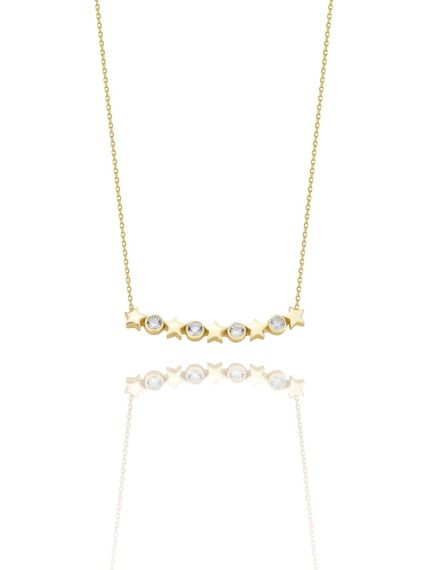 Beş Yıldız Özel Tasarım Çok Şık 14 Ayar Altın Kolye - fotoğraf 1