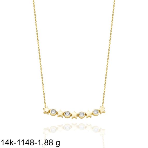 Beş Yıldız Özel Tasarım Çok Şık 14 Ayar Altın Kolye - fotoğraf 2