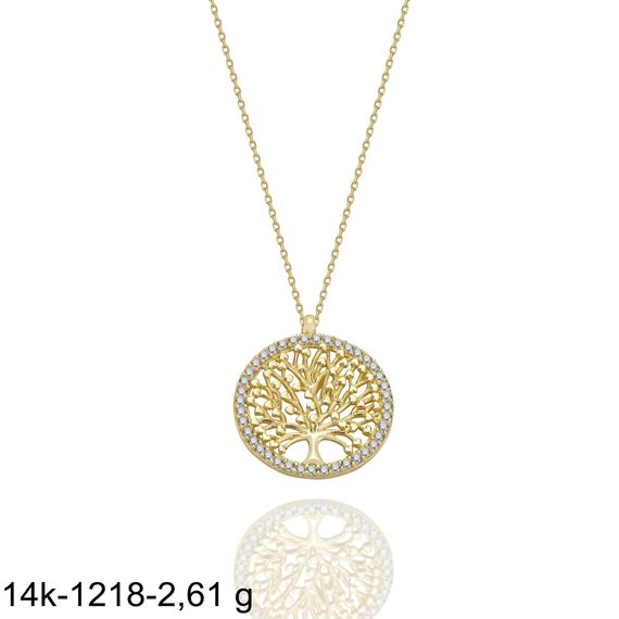 Hayat Ağacı Farklı Tasarım Çok Şık 14 Ayar Altın Kolye - фото 2