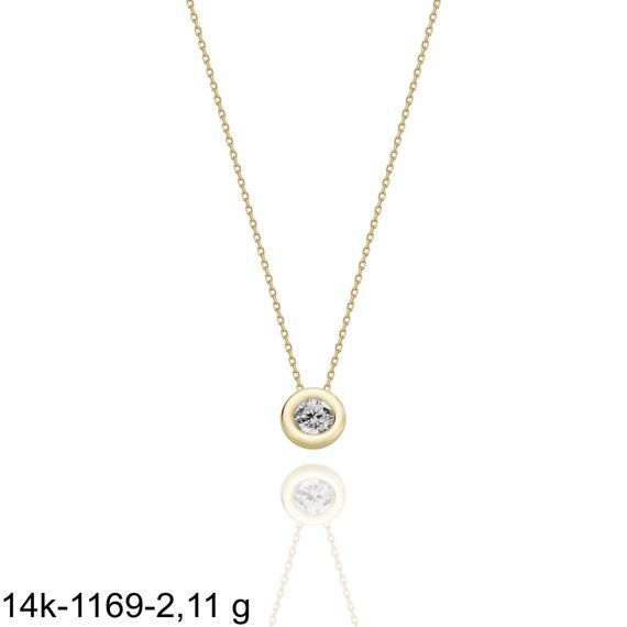 Tektaş Sıvama Pırlanta Model 14 Ayar Altın Kolye - photo 2