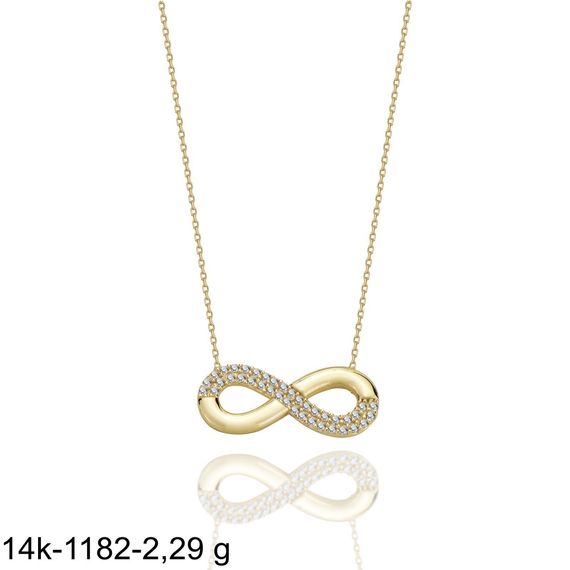 Sonsuzluk Taşlı  Çok Şık 14 Ayar Altın Kolye - fotoğraf 2