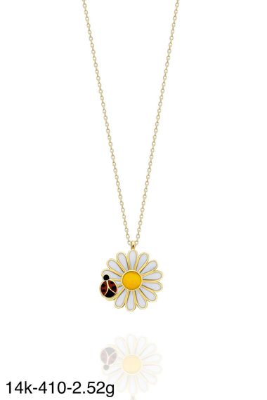 Uğur Böceği Papatya Çok Şık 14 Ayar Altın Kolye - صورة 2