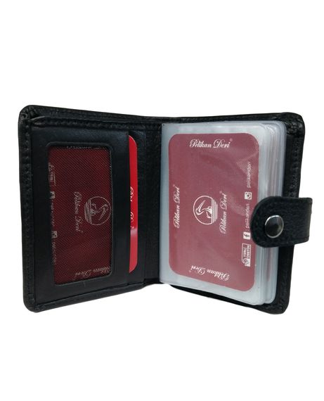 PEL-SY3511 PELİKAN LEATHER VERTICAL CARD HOLDER WITH WALLET (BLACK) - photo 2