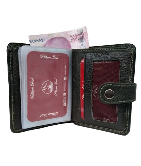 PEL-SY3511 PELİKAN LEATHER VERTICAL CARD HOLDER WITH WALLET (BLACK) - photo 3