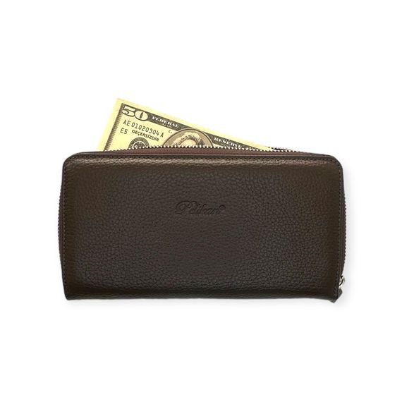 PEL-AT07 PELICAN LEATHER DOUBLE (DOUBLE) ZIPPER WALLET (UNİSEX-BROWN) - photo 5