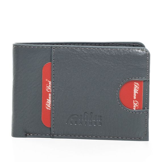 PEL-FL2701 PELİKAN LEATHER MEN'S WALLET (GREY)