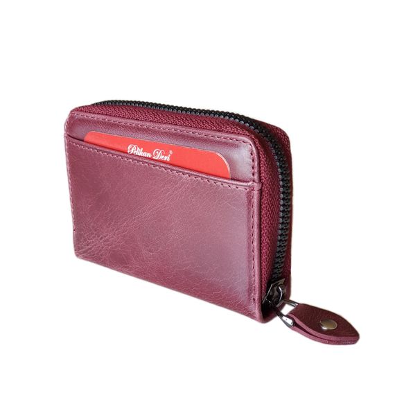 PEL-AT01G PELİKAN DERİ GREYZİ ACORDİON KARTLIK (BORDO) - photo 3