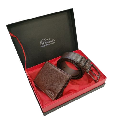 Двойной набор кожаных кошельков PELİKAN коричневого цвета - фото 3