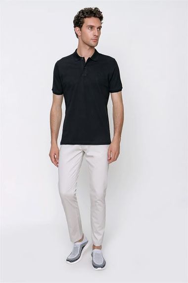 Мужская черная базовая футболка поло с динамическим кроем Morven - фото 4
