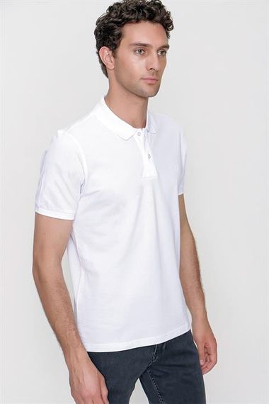Morven Мужская белая базовая футболка с воротником-поло с динамическим кроем - фото 2