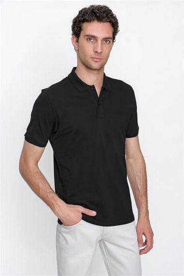 Мужская черная базовая футболка поло с динамическим кроем Morven - фото 3
