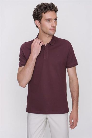 Мужская футболка поло с воротником поло сливового цвета с динамическим кроем Morven - фото 3