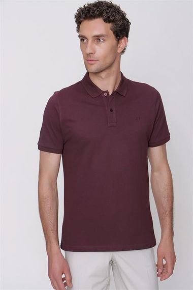 Мужская футболка поло с воротником поло сливового цвета с динамическим кроем Morven - фото 2