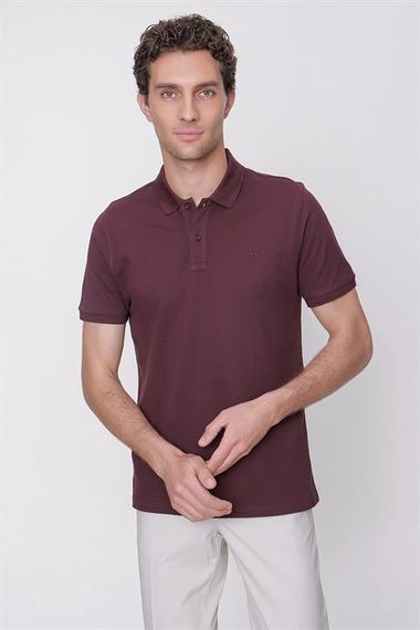 Мужская футболка поло с воротником поло сливового цвета с динамическим кроем Morven - фото 4