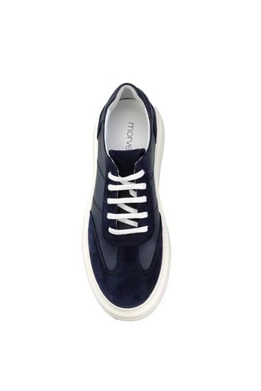 Morven Men's Navy Blue Navy Blue Suede Navy Blue Leather Garnish Inside White Sneakers - photo 3