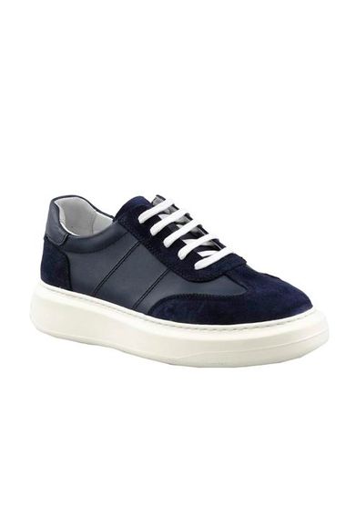 Morven Men's Navy Blue Navy Blue Suede Navy Blue Leather Garnish Inside White Sneakers - photo 1